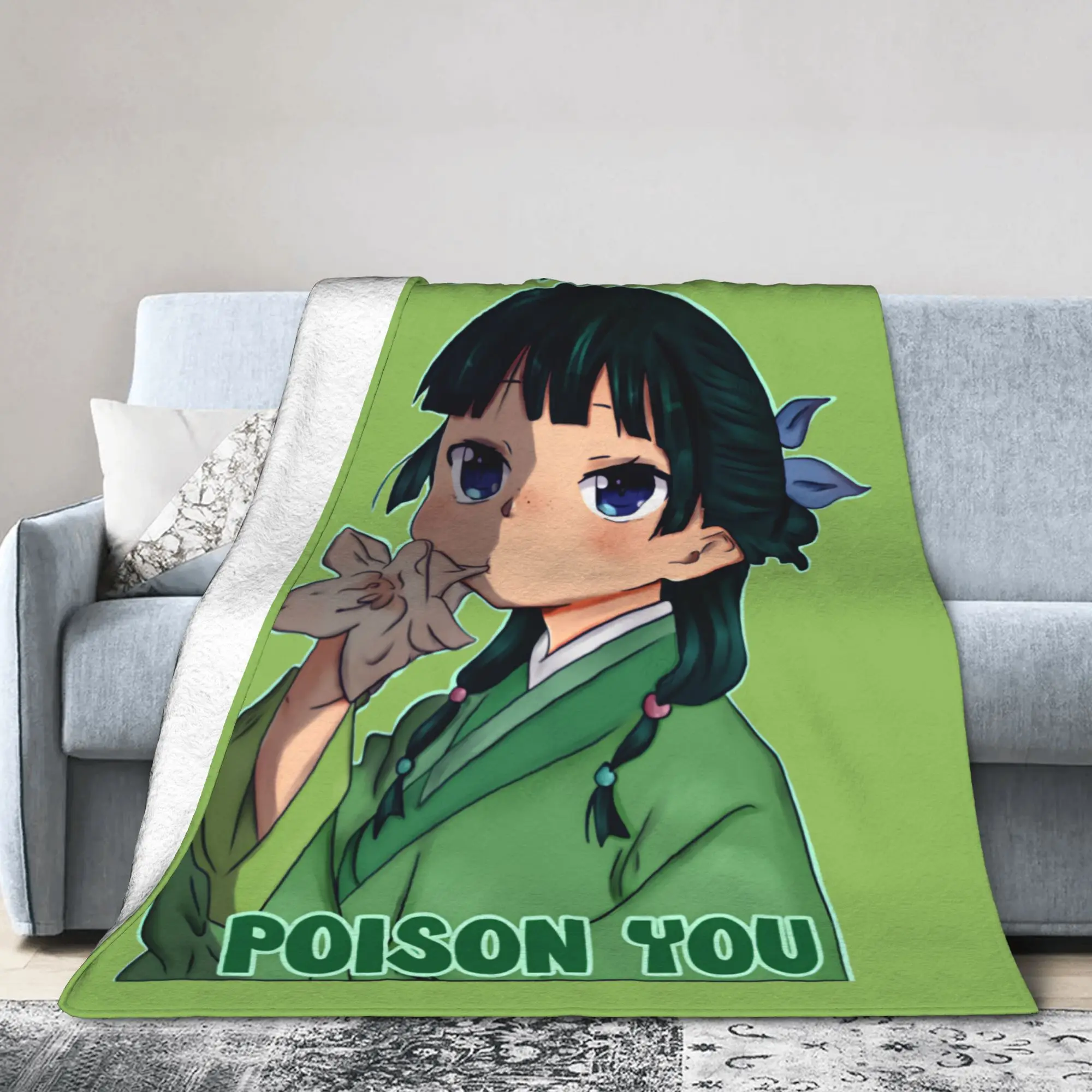 Cute Maomao Blankets Flannel Spring/Autumn The Apothecary Diaries Anime Multi-function Throw Blankets for Bed Bedroom Rug Piece