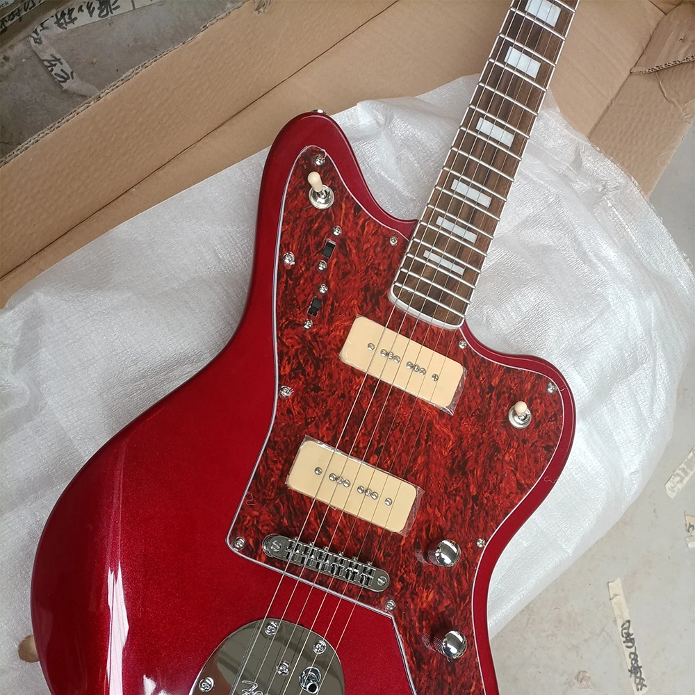 Meatl Red 6 Strings Electric Guitar with Rosewood Fretboard,can be Customized