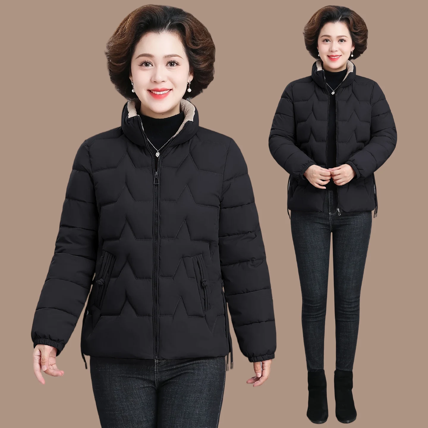 

Утепленная хлопковая куртка-пуховик для женщин среднего и старшего возраста, зимняя, теплая, повседневная, модная, на молнии, утолщенная