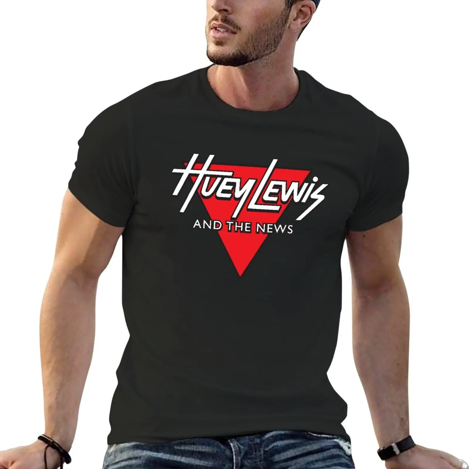 New Huey lewis & the news T-Shirt tees black t shirt mens graphic t-shirts hip hop