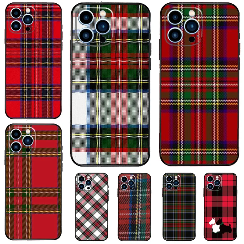 Clan Stewart Dress Tartan Plaid Pattern Case For iPhone 15 16 14 13 12 11 Pro Max Mini X XR XS Max 7 8 Plus Bumper Cases Cover