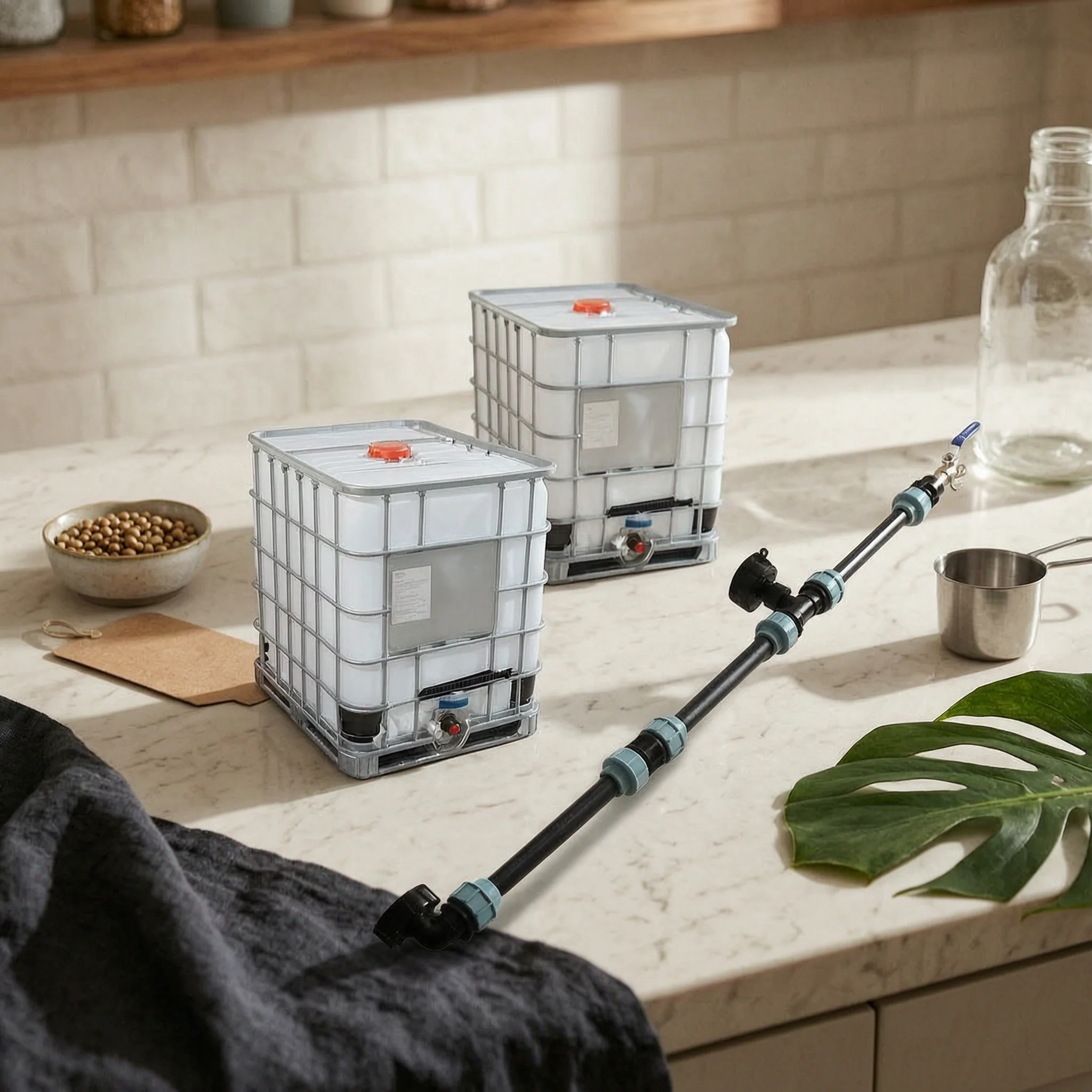 IBC Tote Extension with Ball Valve Coarse-Thread IBC Tote Adapter with Shutoff Valve Quick-Connect Easy to Use for Gardeners