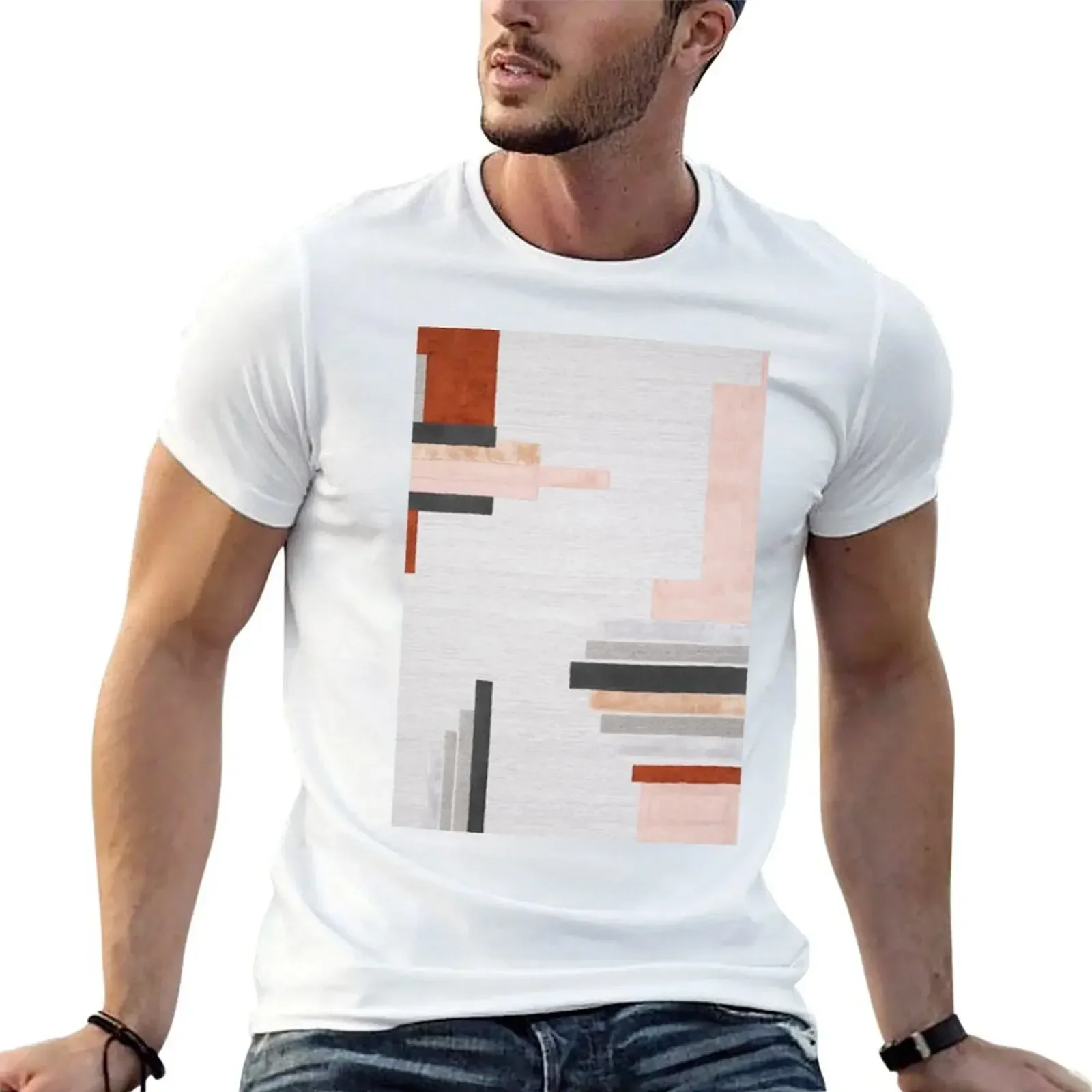 geometric rectangular pattern , layered T-Shirt summer clothes aesthetic clothes summer top men t shirts