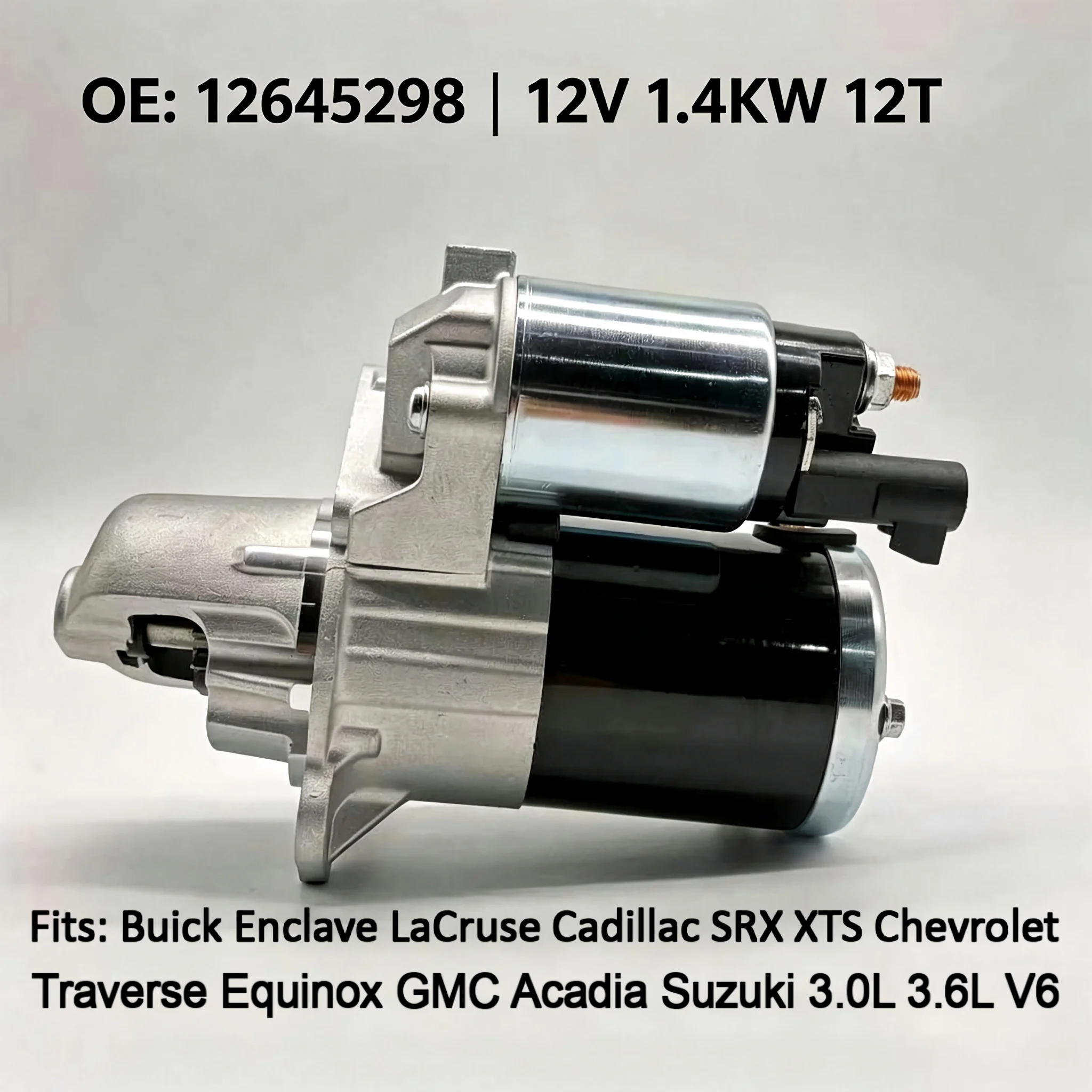 Starter Motor 12V 1.4KW 12T For Buick LaCrosse Allure Rendezvous Cadillac CTS ATS SRX STS Chevrolet Camaro Suzuki Grand Vitara