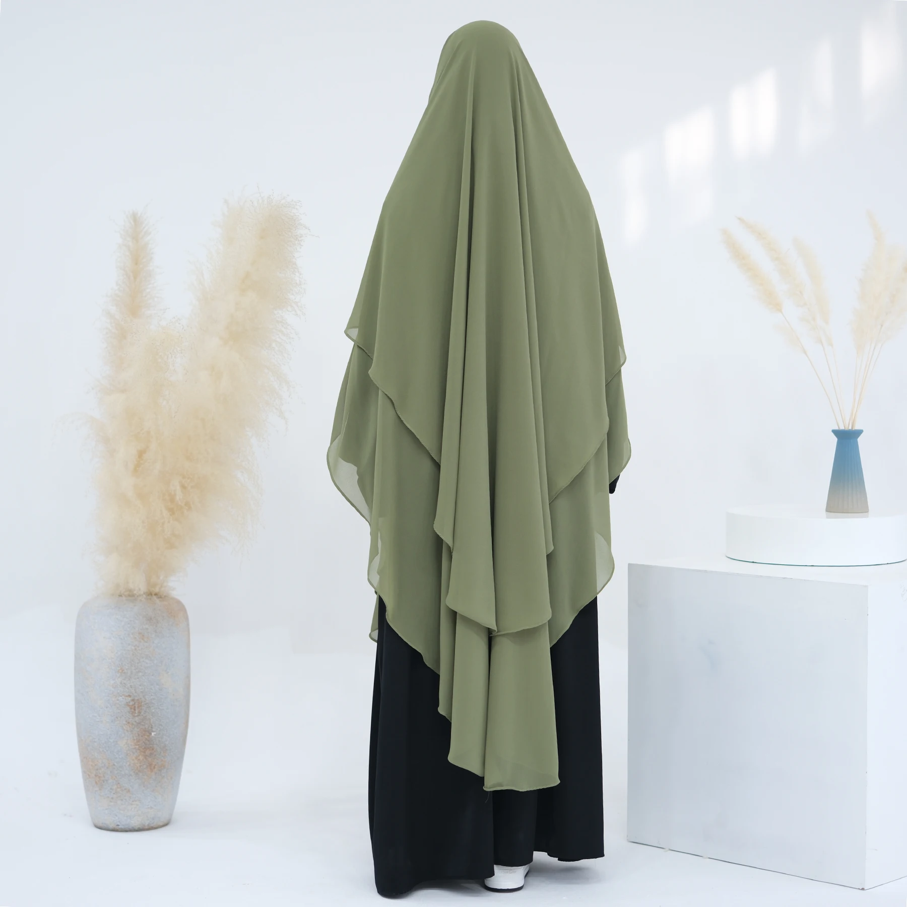 Bufanda de oración musulmana Khimar grande para mujer, pañuelo en la cabeza, ropa islámica de gran tamaño, vestido Eid Ramadán Hijab Abaya, frontal