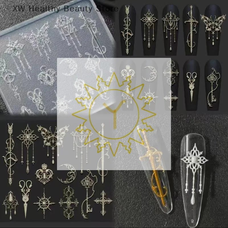 1 Pcs European Retro Style 3d Relief Silicone Mold,Transparent Flowers Bow Tie Nail Art Silicone Carving Mold Mould Template