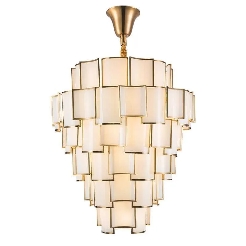 

New Chinese duplex building, imitation marble chandelier, Chinese style