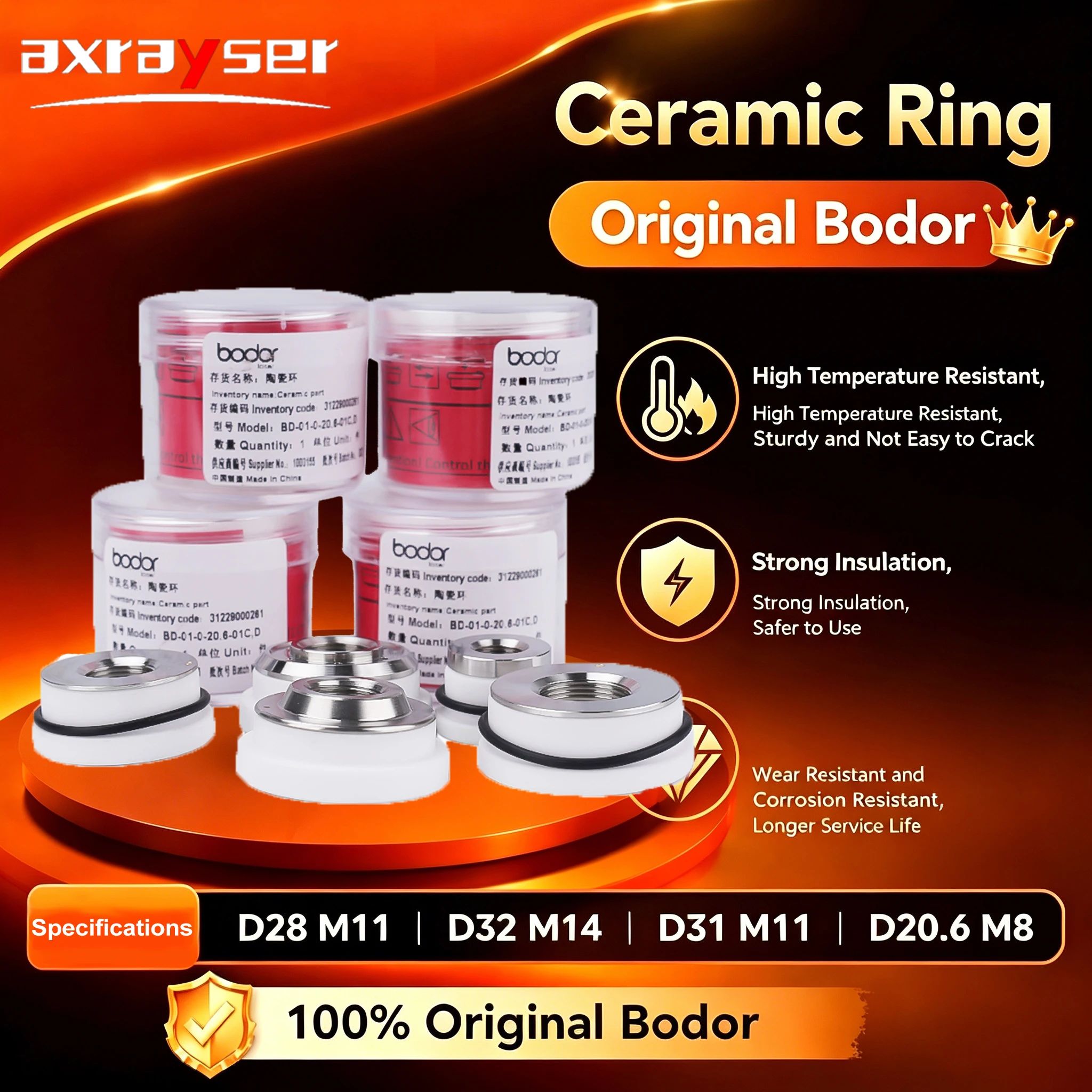 Original Bodor Ceramic Body D32 M14 D28 M11 Ceramic Ring Nozzle Holder BD-01A-0-20.6 BD-01A-1-28 for Bodor Laser Cutting Head