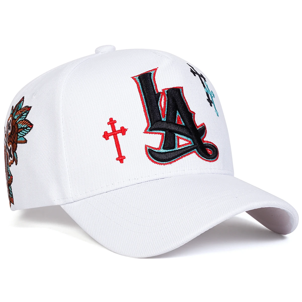 Unisex LA Letter Cross Stickerei-Baseballkappen für Frühling und Herbst, verstellbare Freizeithüte für den Außenbereich, Sonnenschutzhut, Sportkappe – Detail 6