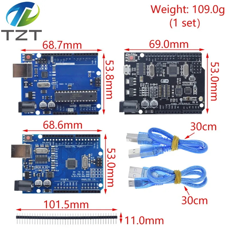 Imagem -02 - Conselho de Desenvolvimento Oficial Uno r3 Atmega16u2 Uno Mais Wifi Chip Mega328p Ch340g para Tztrduino Wemos Esp8266 Conjunto