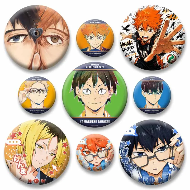 Cartoon Kei Tsukishima Shoyo Tooru Kenma Enamel Pins Handmade Round Brooch Cosplay Jewelry Badge Backpacks Hat Jewelry Ornaments