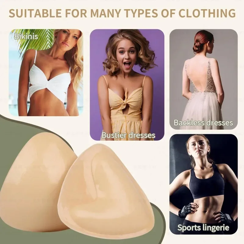 New Hot Double Sided Adhesive Sticky Bra Inserts Push Up Thick Sponge Breast Lift Pads Women Swimsuit Bikini Cup Enhancer
