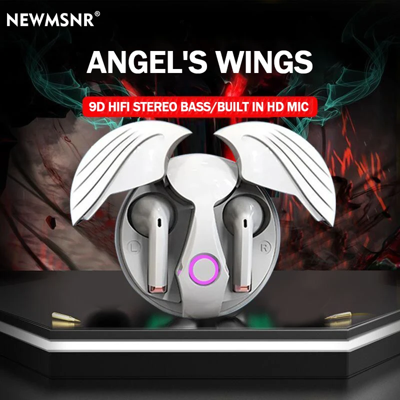 Angel Wings Bluetooth Earphone Wireless Headphone HIFI Stereo Earbuds Touch Control Gaming Sport Headset with Mic Christmas gift