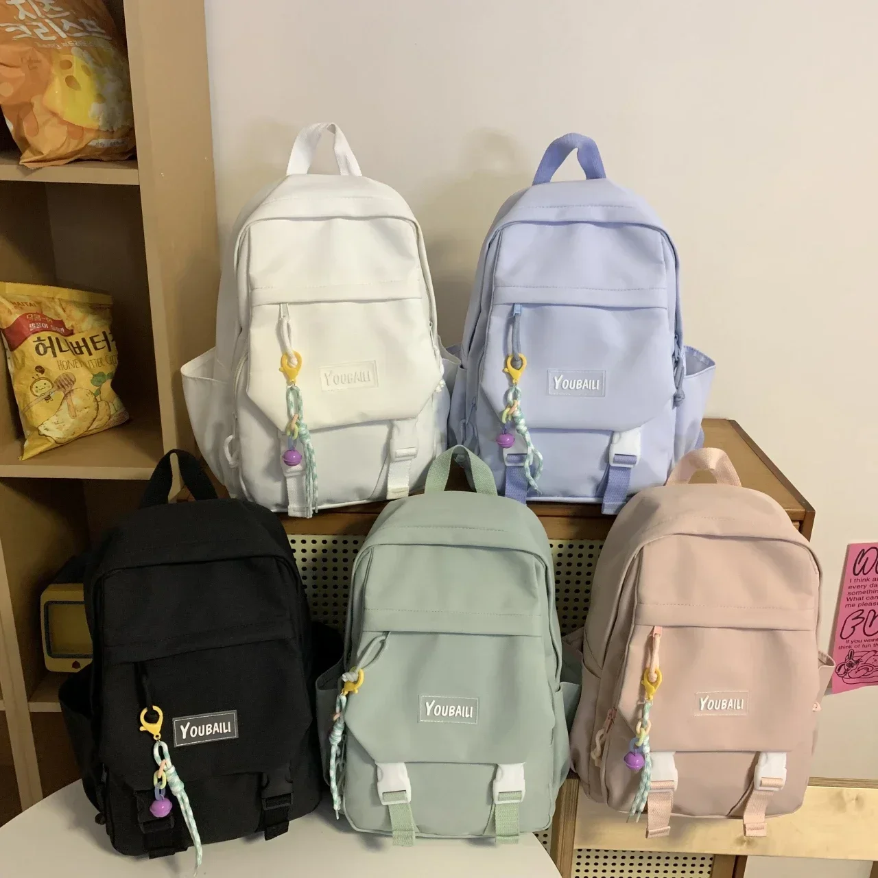 Mini elementary school school campus women's backpack, nylon material waterproof reflective cute backpack