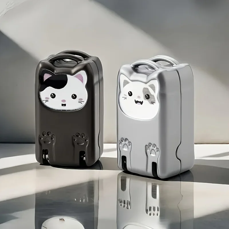 Exquisite Kitten Keychain Foldable Nail Clipper Stainless Steel Rotary Toenail Fingernail Manicure Trimmer Mini Nail Clippers