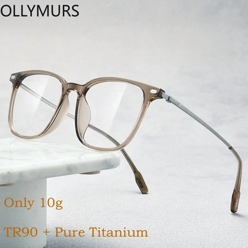 

OLLYMURS модные ультра легкие декоративные очки TR90 в стиле ретро из чистого титана, оптические очки по рецепту, большие очки в оправе для мужчин и женщин
