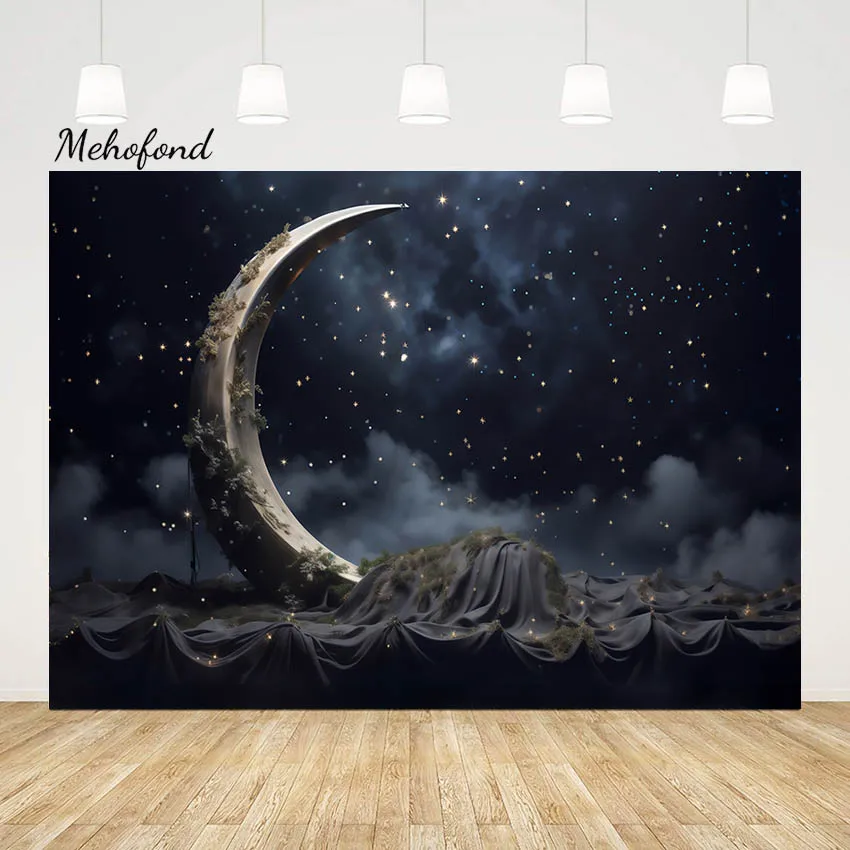 Mehofond Twinkle Twinkle Little Star Photo Backdrop Newborn Birthday Party Moon Night Decoration Photography Background Props