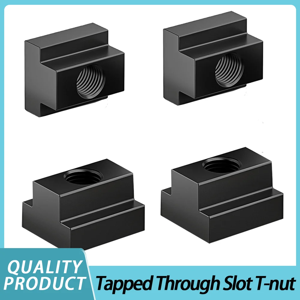 1-20 peças roscado através da porca t m6 m8 m10 m12 m14 m16 m18 m20 grau 10.9 óxido preto terminado slot de aço carbono t-porca din508
