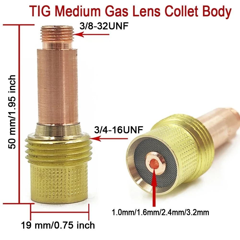 51Pcs TIG Welding Torch Gas Lens For WP17 WP18 WP26 TIG Back Cap Collet And Collet Body Spares Kit Durable Practical Accessories