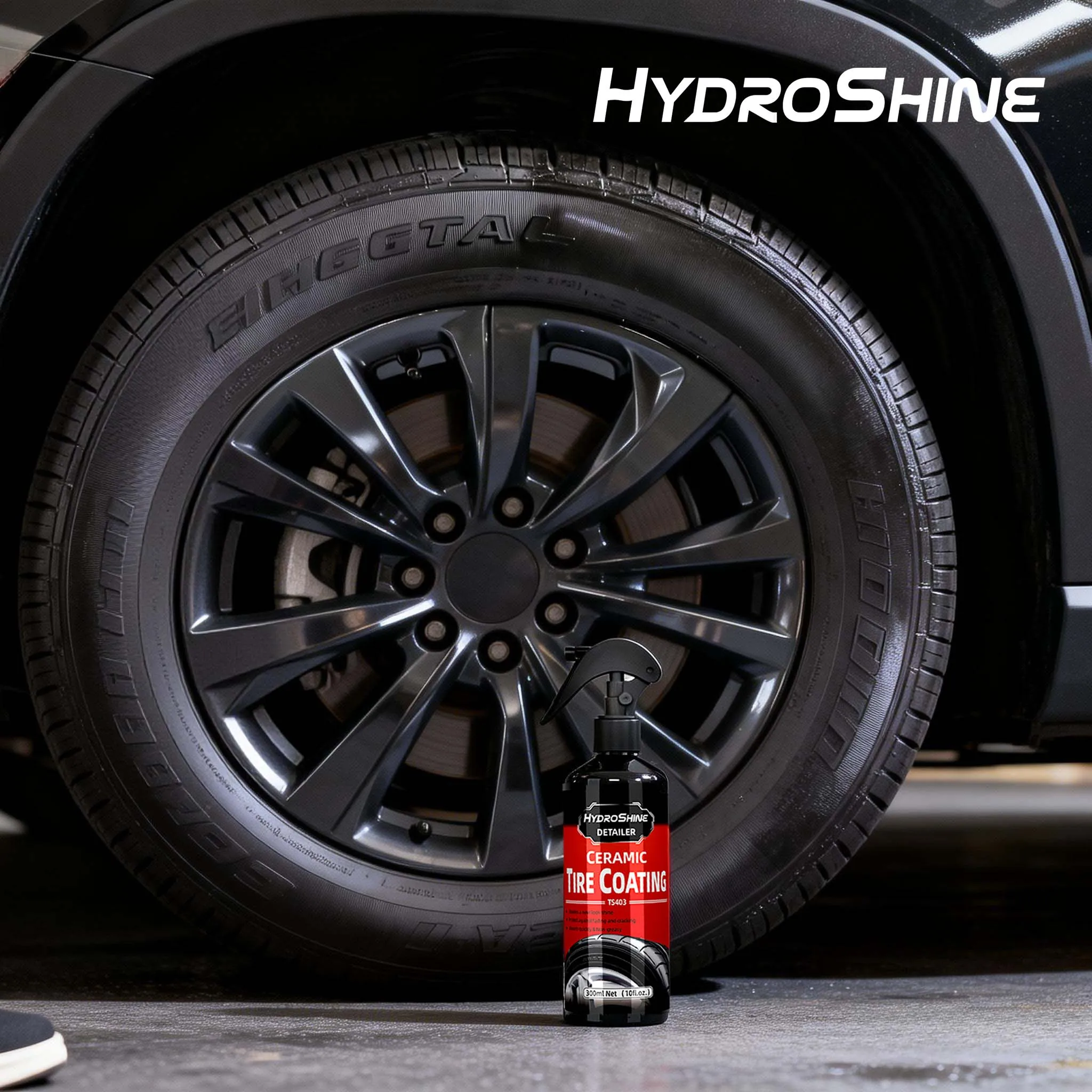 Hydroshine Ceramic Tire Coating Shine Spray Tyre Gloss Plastic Rubber Wheel Restorer  Long Lasting Hydrophobic Cleaner Seal Wax
