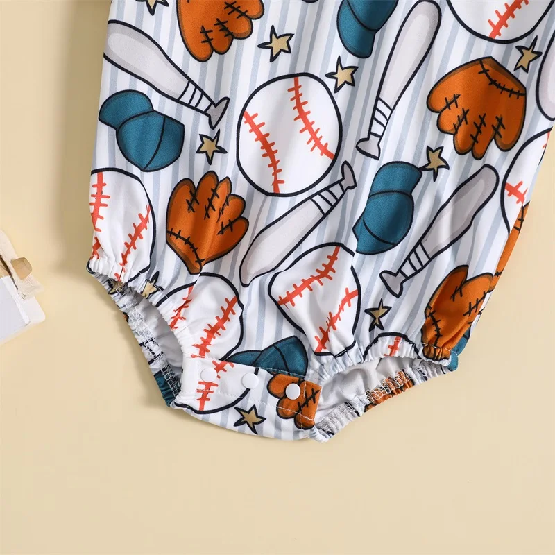 

Baby Boy Girl Baseball Outfit Short Sleeve Romper Oversized Crewneck Bodysuit Baseball Season Clothes