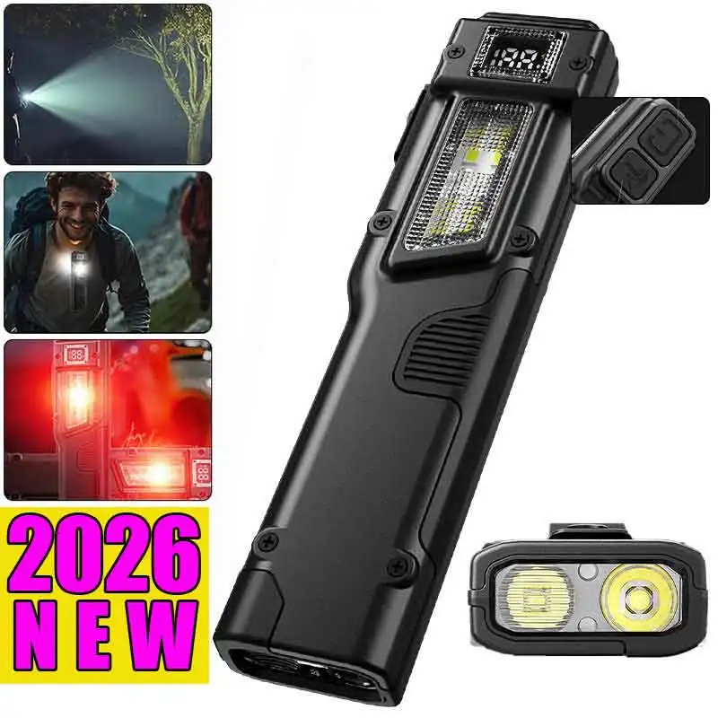 

Super Bright Mini LED Tactical FlashlightUSB Rechargeable Portable COB Torch with Clip for Outdoor Camping Emergency Wor