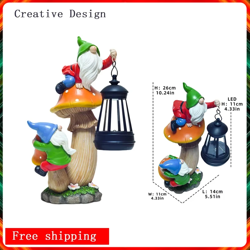 

Garden Elf Solar Light Mushroom Decoration Garden Dwarf Resin Decoration