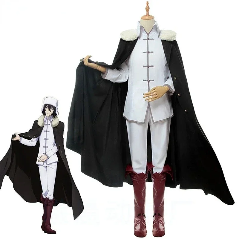 Anime Bungo Stray Dogs Fyodor Dostoevsky Cosplay Costume Audlt Men Top Pants Cape Cloak Suit Halloween Carnival Party Uniform