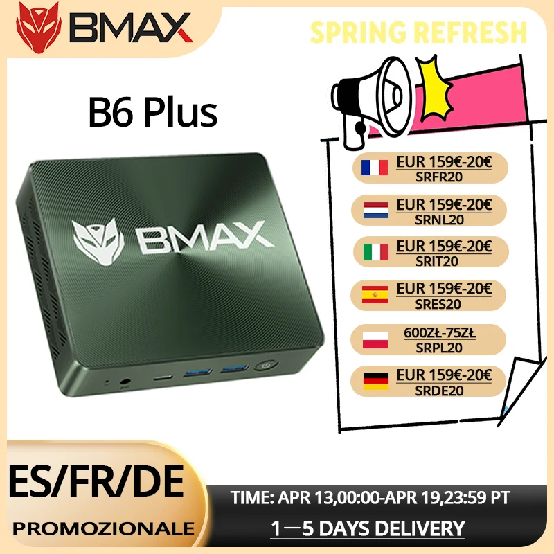 Mini PC BMAX B6 Plus : Intel i3-1000NG4, Windows 11, 12 Go DDR4, 512 Go NVMe SSD, WiFi 5, Bluetooth 4.2, 3 ×USB 3.0, 2 ×HDMI