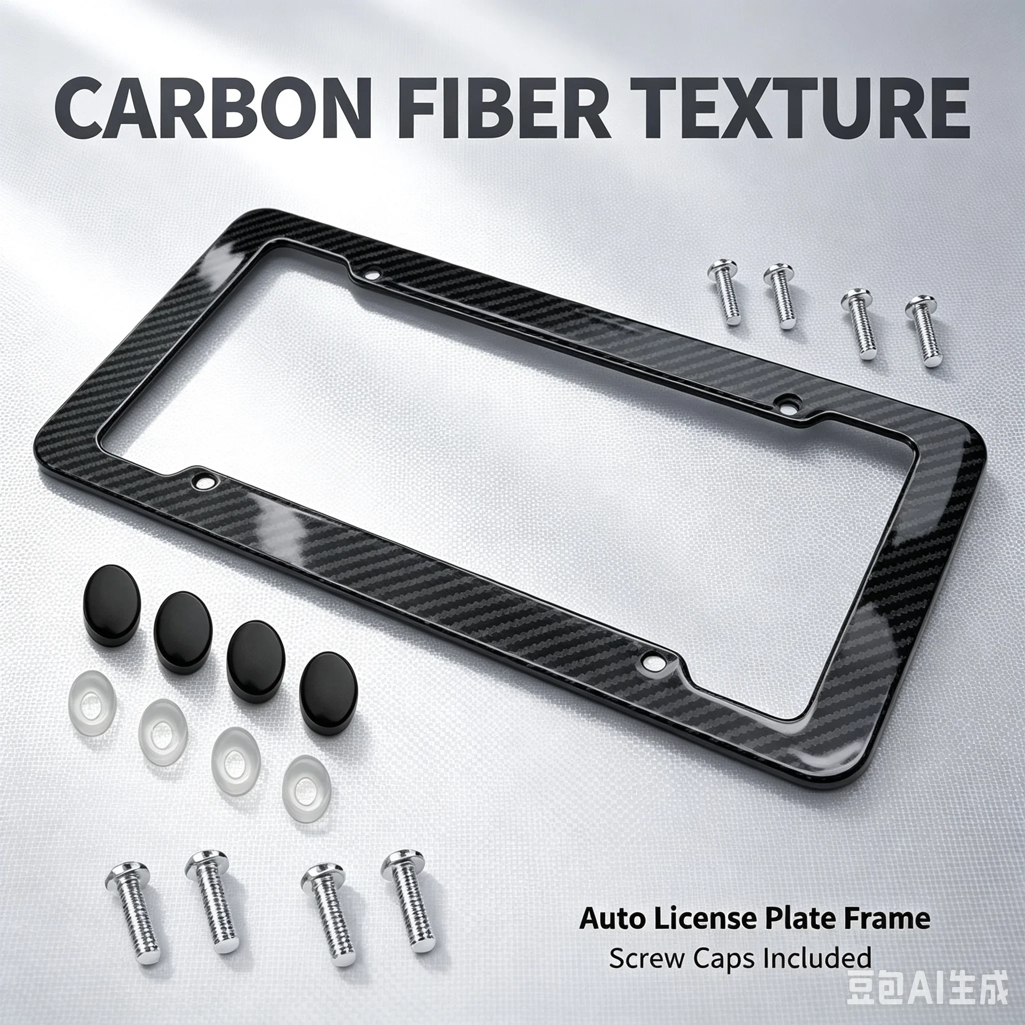 1/2PCS Carbon Fiber License Plate Frame-Black Plastic Front & Rear Car Tag Holder Cover With Mount Hardware, Screws