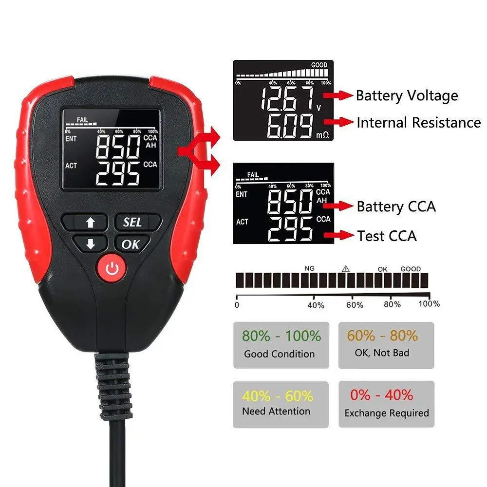 

AE310 Automobile Vehicle Battery Tester AH CCA Voltage Battery Load Analyzer Digital Test Analyzer Car Battery Diagnostic Tool