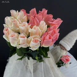 SunMade Delicate Roses Branch Silk Artificial Flowers Home Wedding Decoration Real Touch Flores Christmas Decor Decor Mariage
