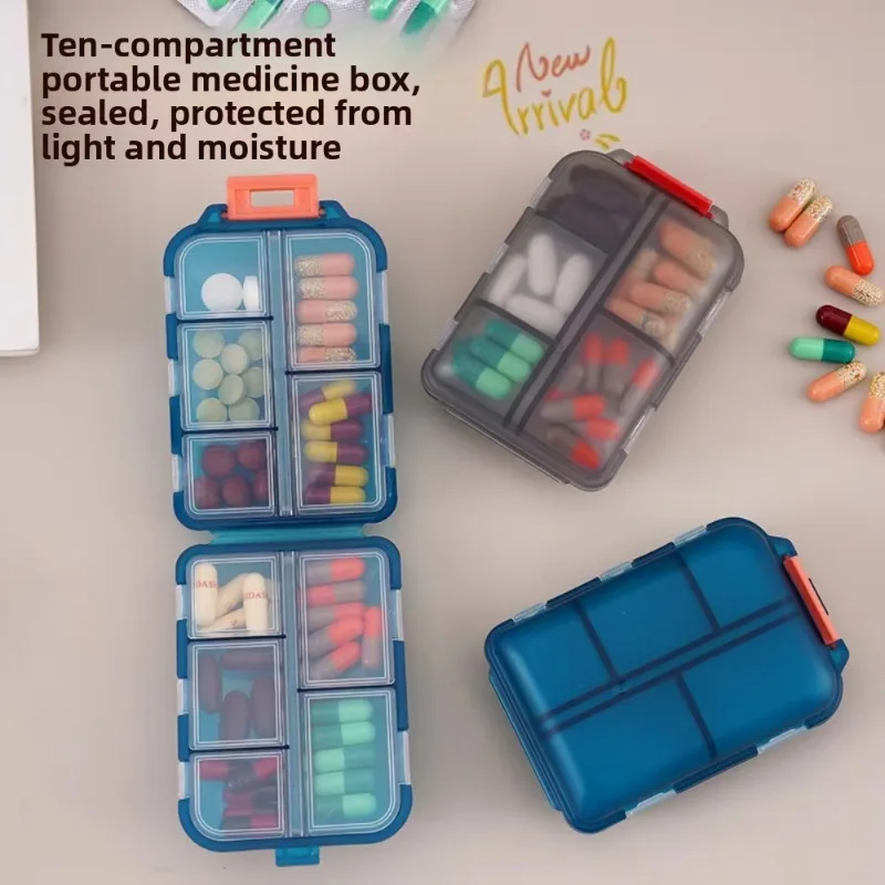 

Portable 10 Grids Pill Organizer Medicine Holder Tablet Storage Drug Container Dispensers Case for Vitamins Fish Oils Pill Box