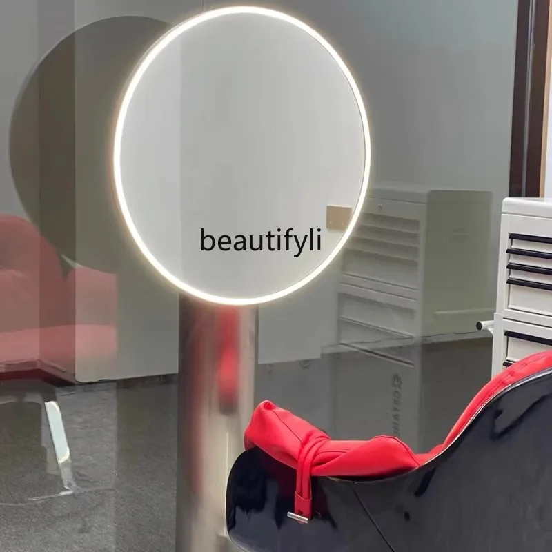 مرآة صالون حلاقة خاصة برأس زيت من SS NewHair مع مرآة أرضية مصباح ومرآة لقص الشعر على الوجهين