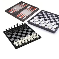 Tablero de juego de Backgammon de ajedrez magnético plegable de 25CM, mesa Ideal 3 en 1 para reuniones familiares