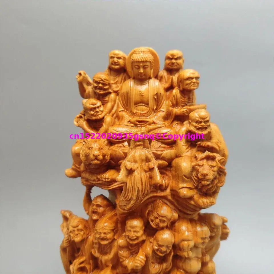 Free ship # GOOD collection handmade wood carving image of the Buddha Eighteen Arhat Buddhas Buddhist family worship offering