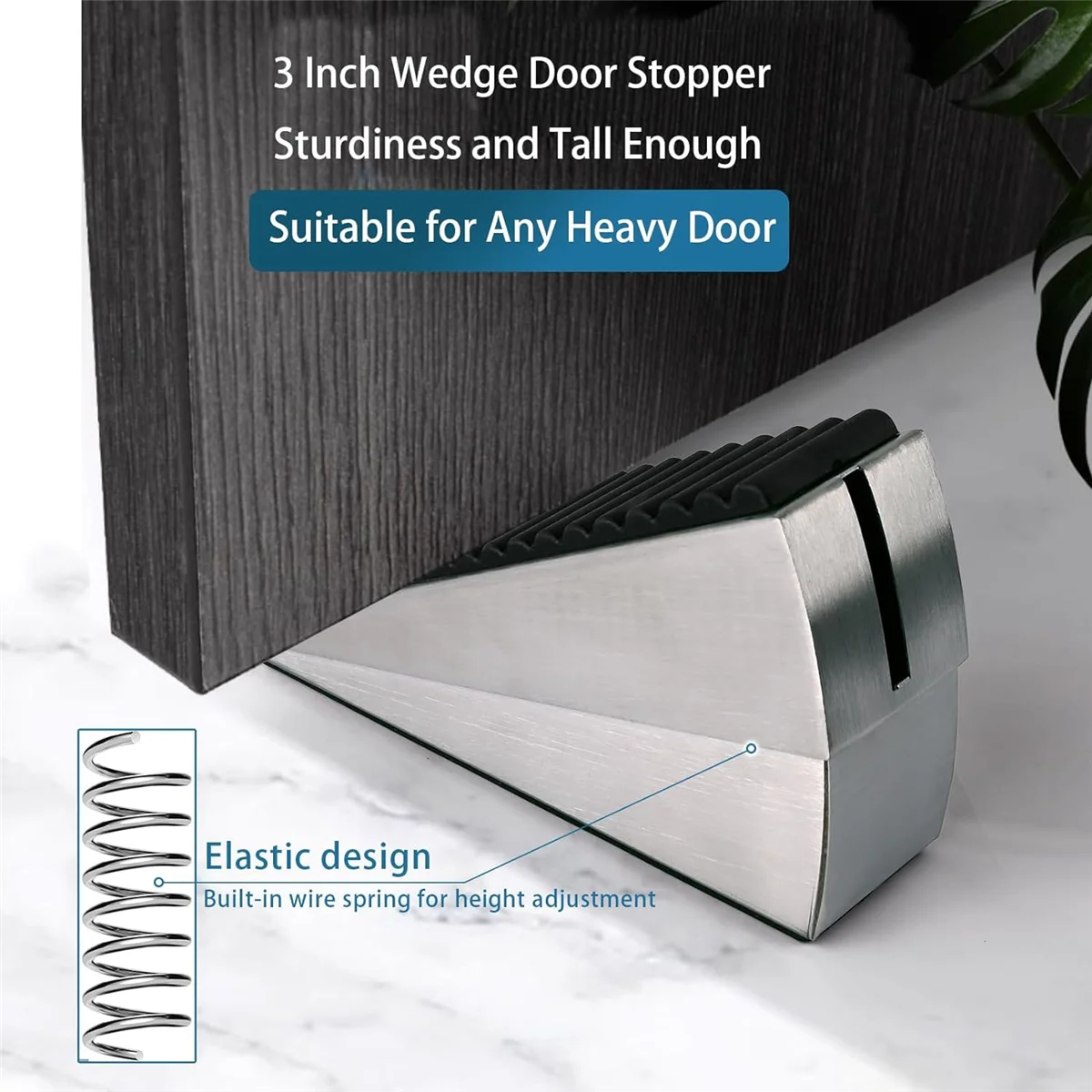 Door Stopper,Heavy Duty Door Stop Wedge Tall Door Stoppers for Bottom of Door, Adjustable Spring Loaded Door Stop Suits