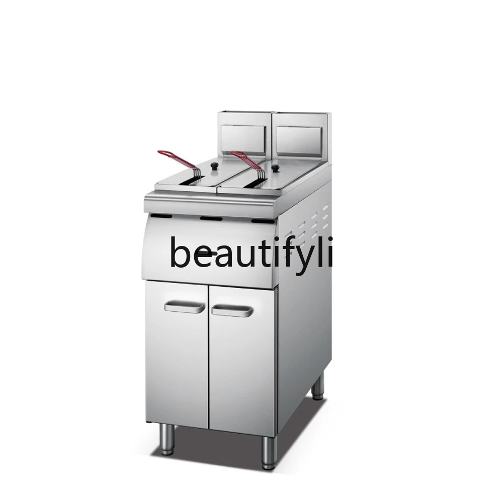 

Commercial rear kitchen gas double cylinder double screen fryer gas fryer large capacity, vertical fryer locker