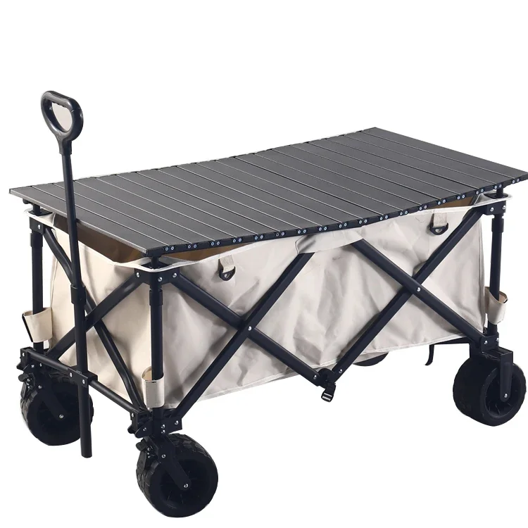 Factory wholesale  useness  Camping Metal Garden Stroller Hand Cart Portable Folding Outdoor camping trolley