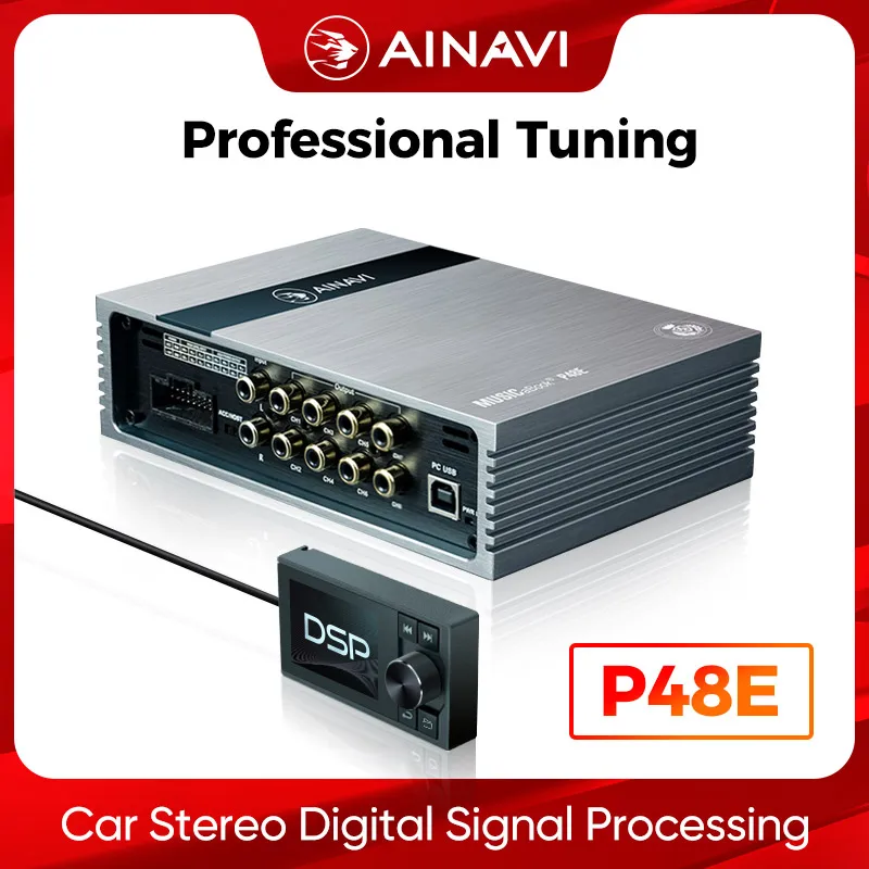 Ainavi P48E Car DSP Digital Signal Processor Universal Car Amplifier Equalizer 8-Channel Output 4-Channel Input With Controller