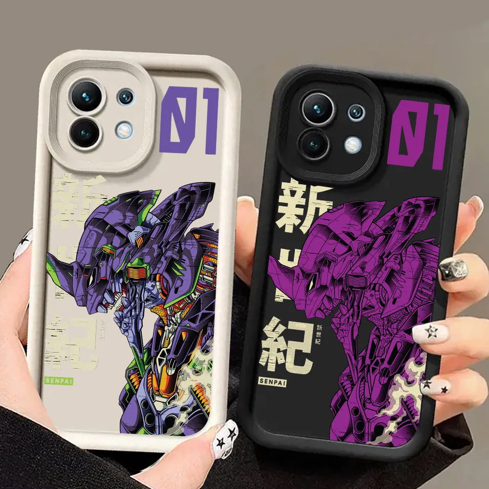 Japanese Mecha N-Neon-EVA 01 Anime Genesis Phone Cases For Xiaomi 14T 14 13T Pro 12 13 11 Lite POCO F5 X3 X5 X6 M5s M6 Pro Cover