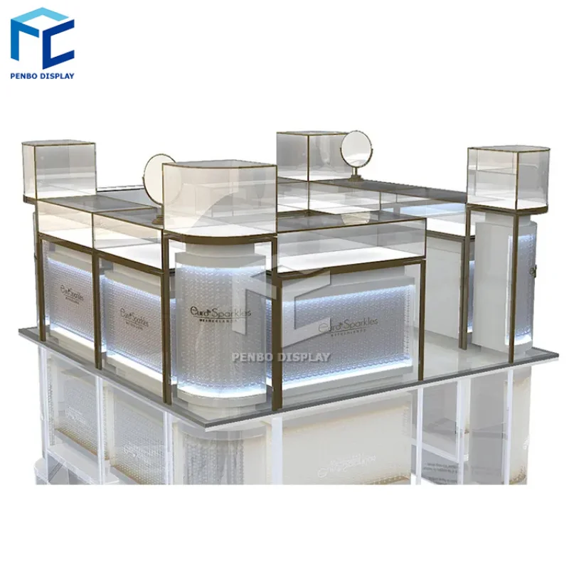 

2025customized.Luxury jeweller's store glass display showcase sale jewelery display small counter jewelry kiosk