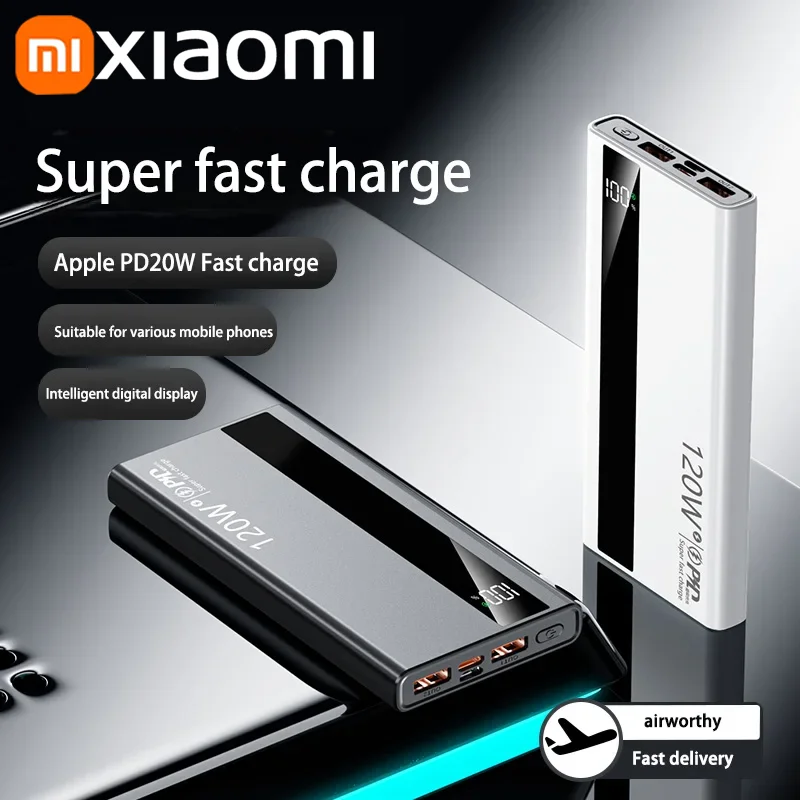 XIAOMI 50000mAh قوة البنك 120 واط شحن سريع قدرة عالية شاحن بطارية محمول موبايل باور بانك آيفون سامسونج هواوي