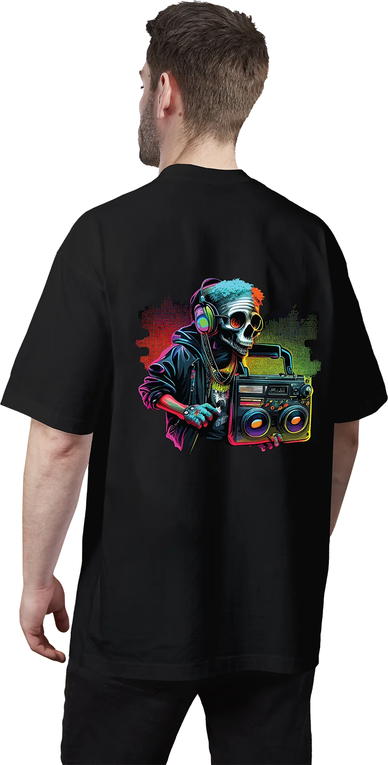 Color Skull Man Ironing Sticker Clothes DTF Fashion T-shirt Hoodie DIY Jacket Patch Hot Paste Paper