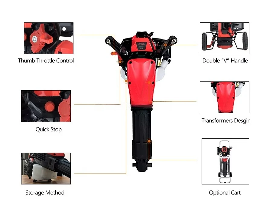 49Cc Single Cylinder Air Cooled Two Stroke Engine Electric Drill Crusher Hydraulic Crusher for Disassembly
