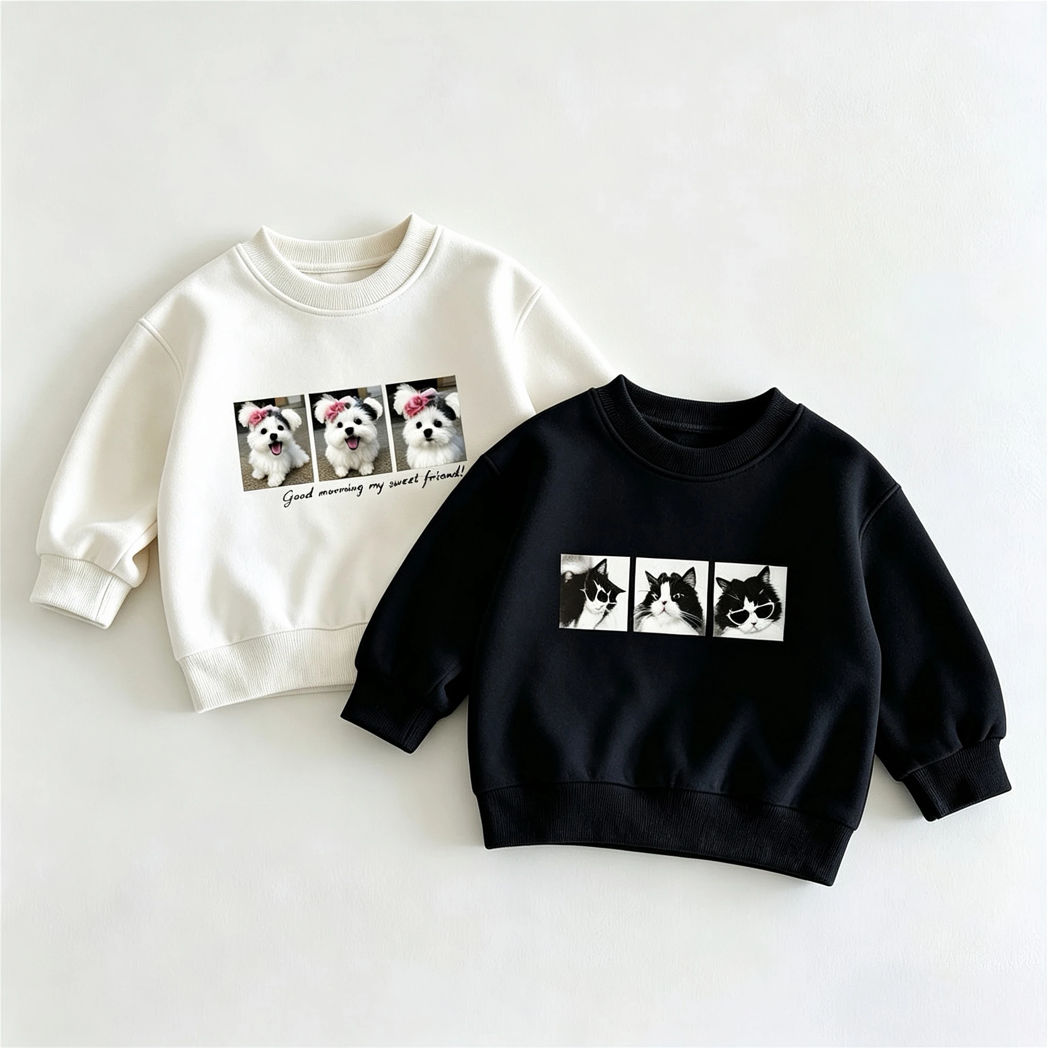 Solid Color Printed Boys Sweatshirt Long Sleeve Tops Spring Autumn Clothing Simple Fashion Versatile Korean Kids Hoodie O-neck
