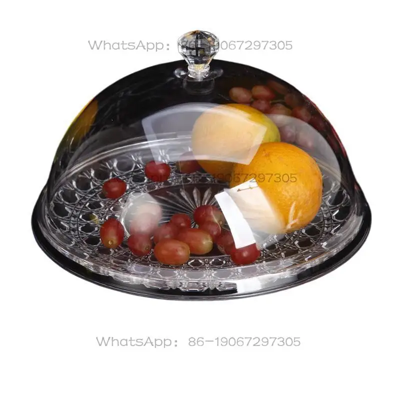 Fruit Tasting Plate with Lid, Plastic Bread Cake Round Display Transparent Food