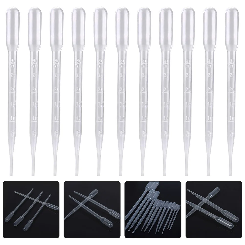 

200pcs Graduated Pipettes Plastic 3ml Transfer Lab Disposable Measuring Medical Mixing Aromatherapy Fluids Accuracy