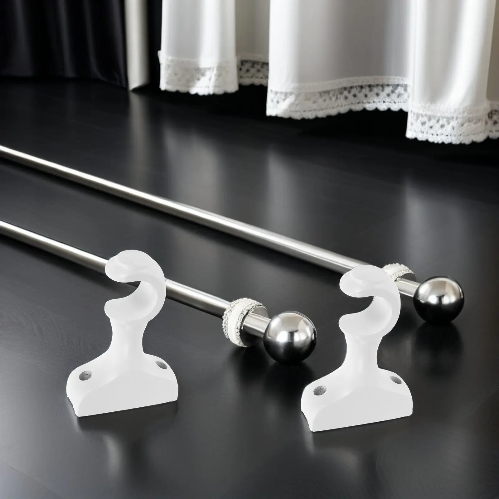 2Pcs Wood Curtain Rod Brackets Natural Finish Wall Mount Support Holders for Bedroom Living Room Bathroom Drapery Rod Hangers