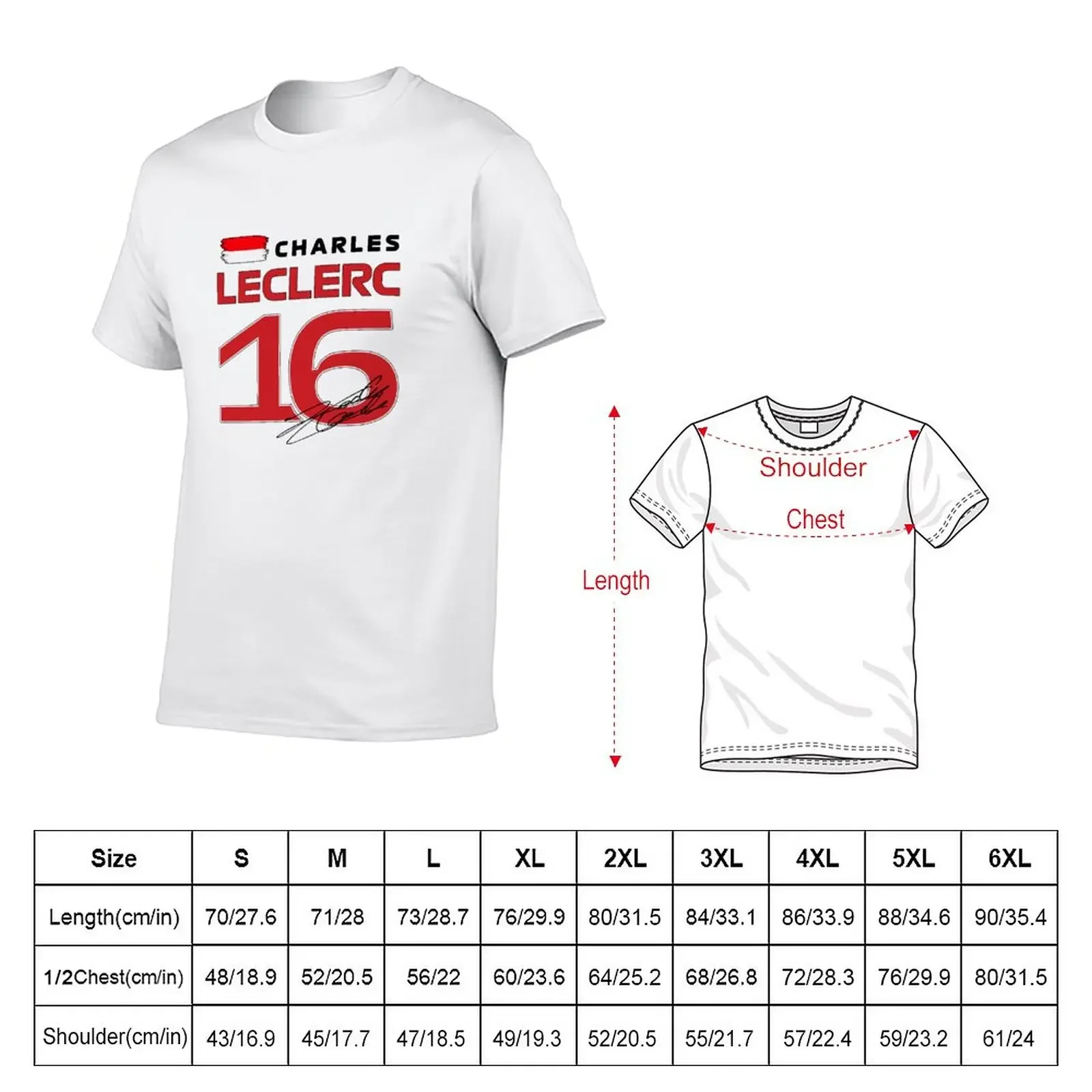 Charles Leclerc 16 T-Shirt summer clothes tops mens white t shirts